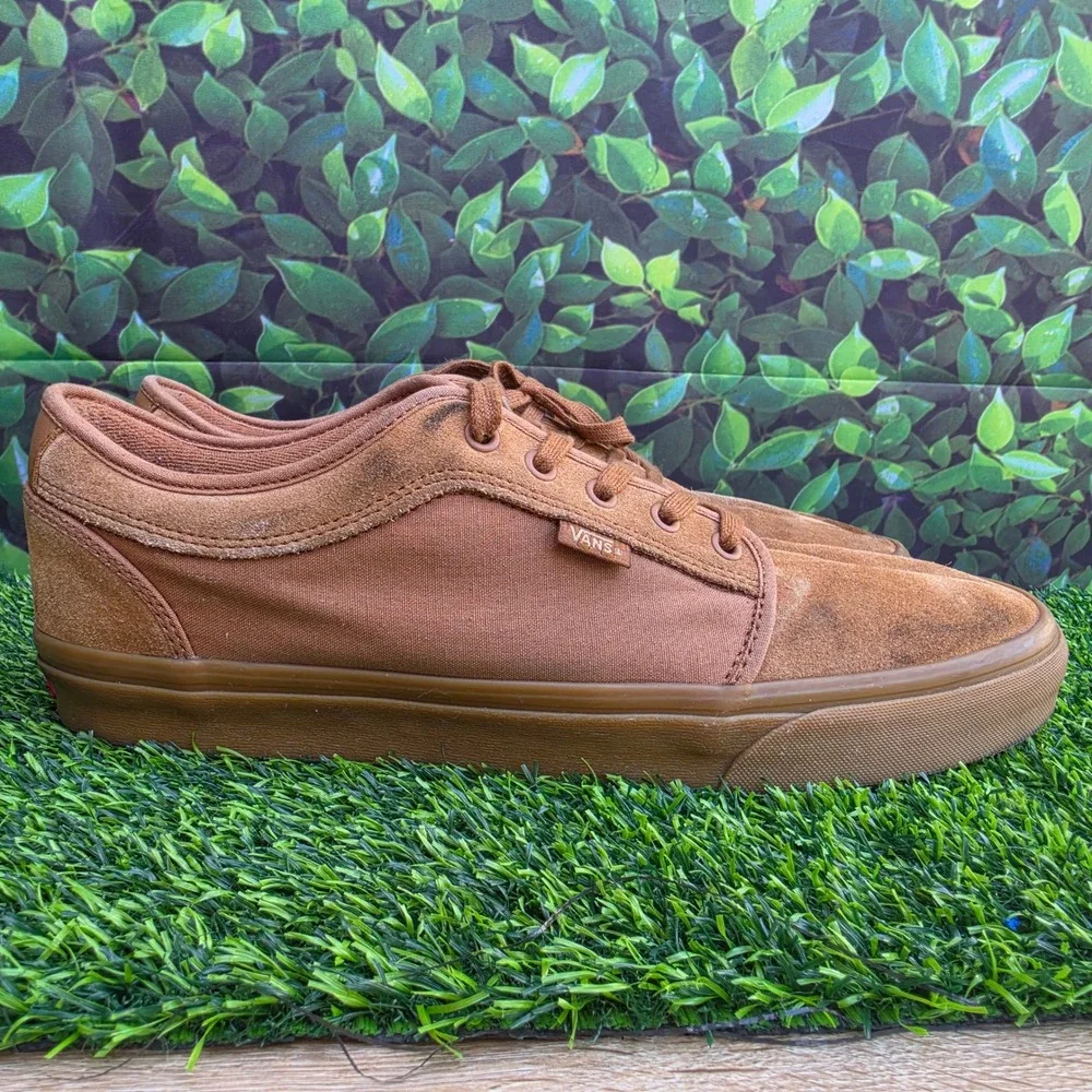 Vans Skate Chukka Low Brown Suede Canvas PopCush Sneakers Mens